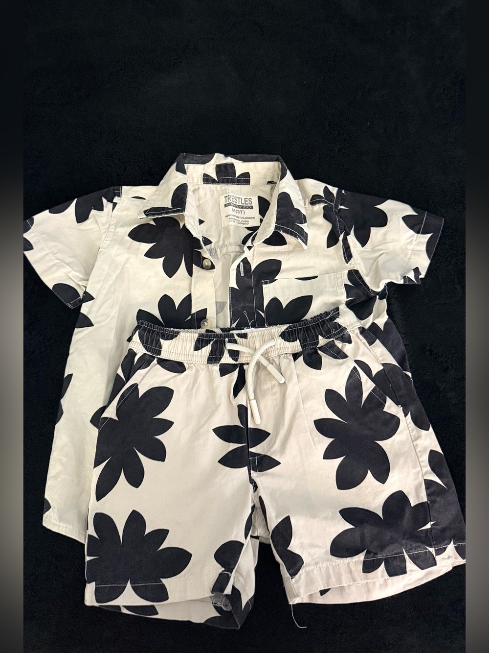 Trestles Boys Floral Two-Piece Set in Black & White